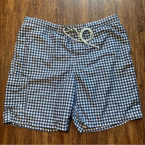 Goodfellow & Co Gingham Swim Board Shorts Navy Blue White XL